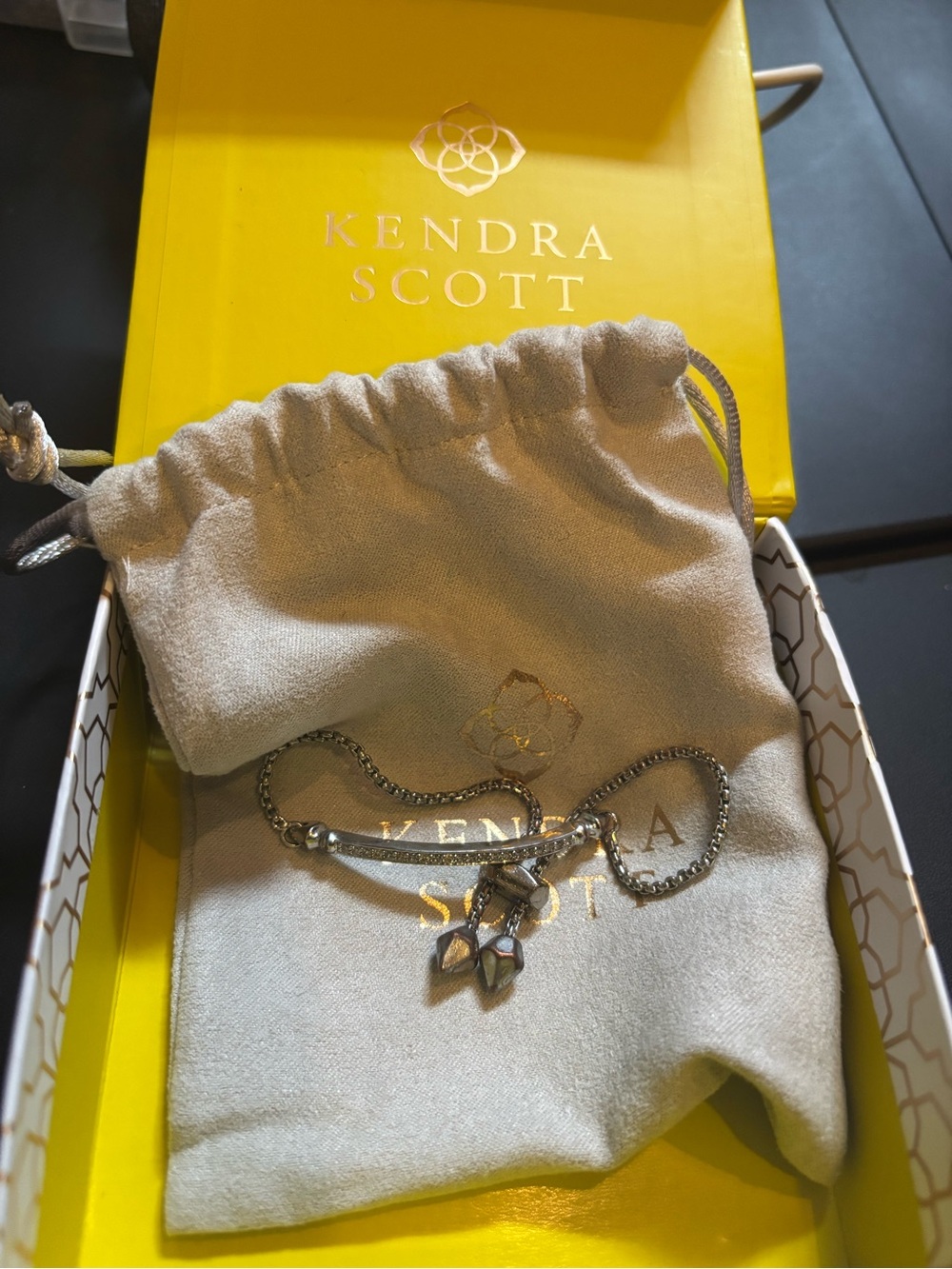 Kendra Scott Silver Bar Bracelet with Heart Charms - Silver